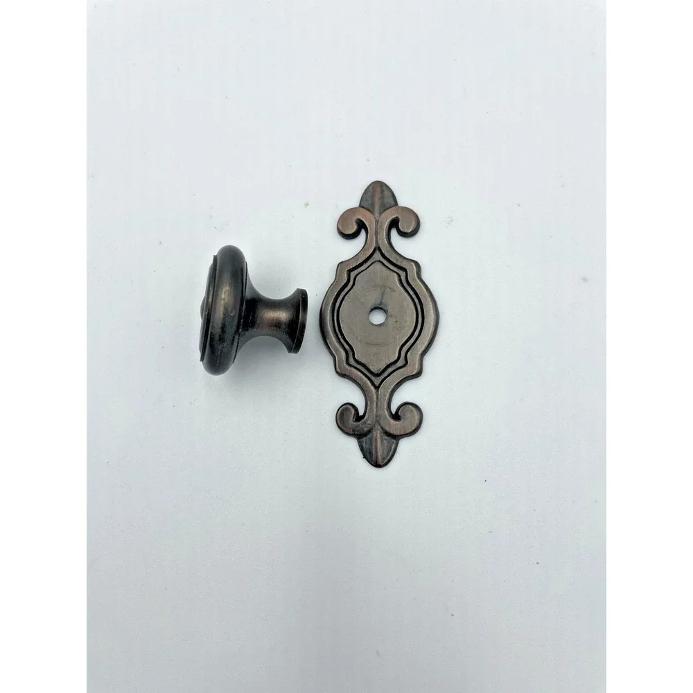 Vtg Antique Copper Cabinet Hardware Knob ‎ Fleur de Lis 3